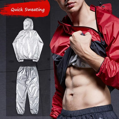 Sauna Suit Hoodies Pullover Sportswear Mens Gym Clothing Set Running Fitness Weight Loss Sweating Sports Jogging Suit