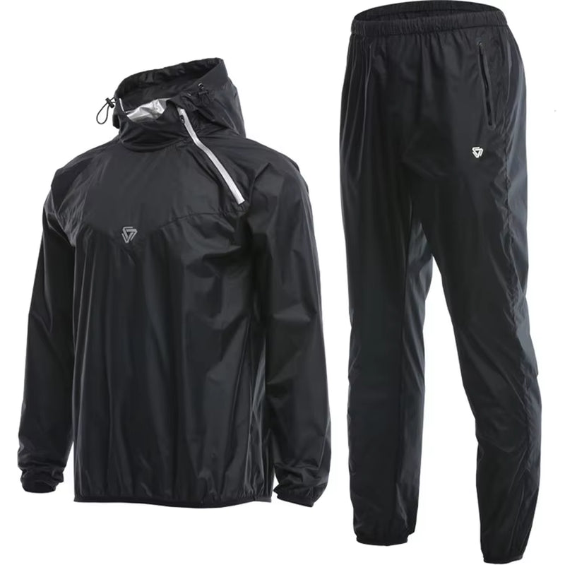 Sauna Suit Hoodies Pullover Sportswear Mens Gym Clothing Set Running Fitness Weight Loss Sweating Sports Jogging Suit