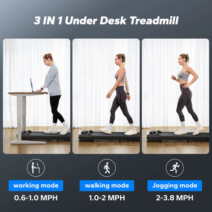 Walking Pad Treadmill under Desk 3In1 Home Gym Capacity 2.75HP Portable Magnetic Remote Control LED Display Non-Assembly