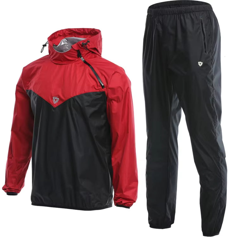 Sauna Suit Hoodies Pullover Sportswear Mens Gym Clothing Set Running Fitness Weight Loss Sweating Sports Jogging Suit