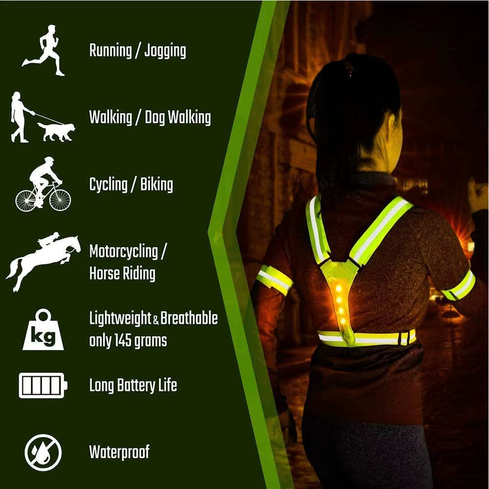 New LED Reflective Tank Top Night Running Reflective Clothing Sports Cycling High Elastic Outdoor Sports Reflective Clothing