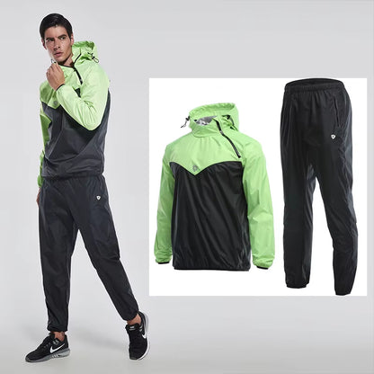 Sauna Suit Hoodies Pullover Sportswear Mens Gym Clothing Set Running Fitness Weight Loss Sweating Sports Jogging Suit