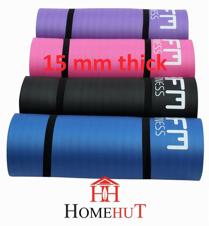 Yoga Mat Pilates Gym Exercise Large 15 Mm X 1.9 M Thick Strap