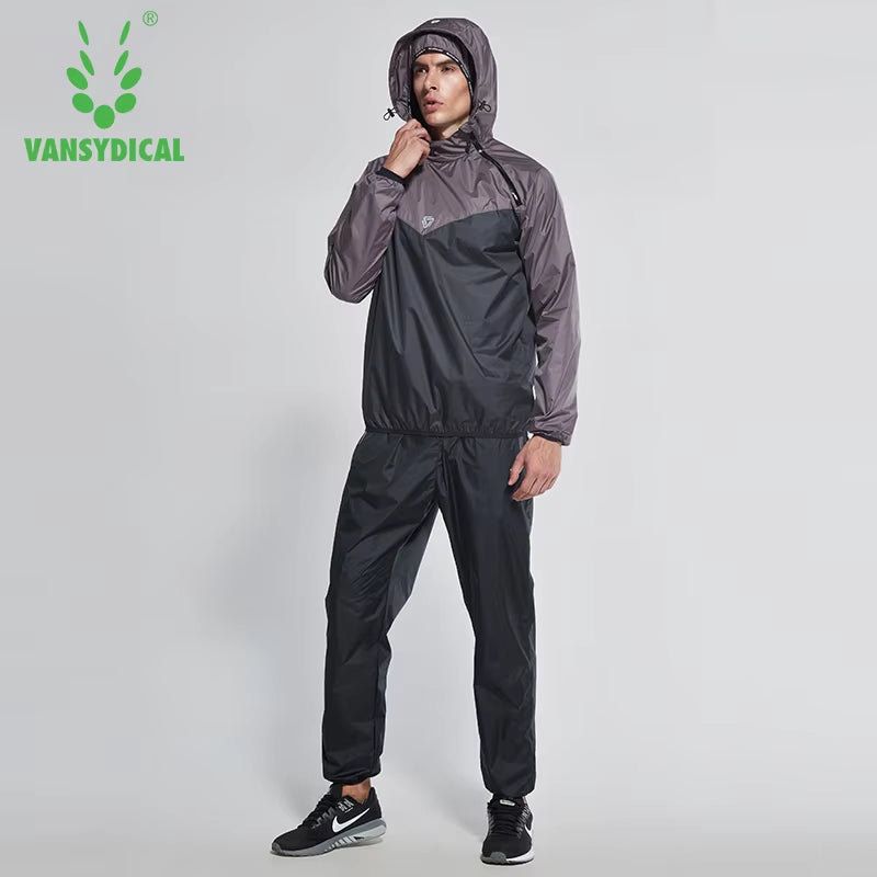 Sauna Suit Hoodies Pullover Sportswear Mens Gym Clothing Set Running Fitness Weight Loss Sweating Sports Jogging Suit