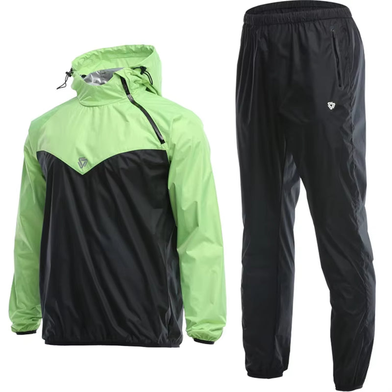 Sauna Suit Hoodies Pullover Sportswear Mens Gym Clothing Set Running Fitness Weight Loss Sweating Sports Jogging Suit